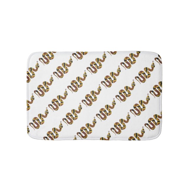 Tapis De Bain Silhouette de serpent marron et or (Devant)