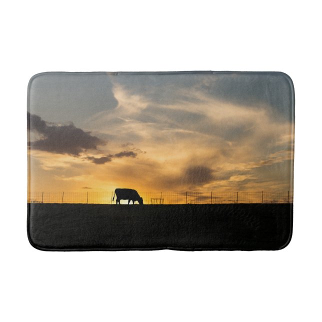 Tapis De Bain Silhouette du coucher du soleil de bétail (Devant)