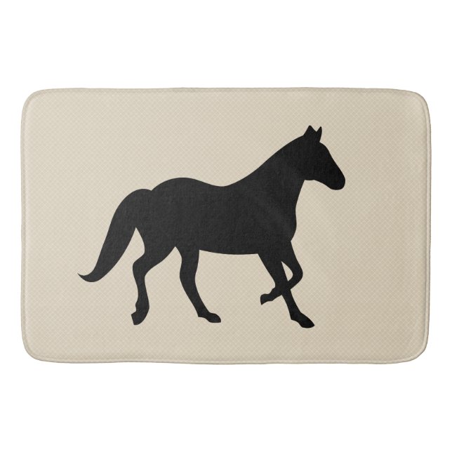 Tapis De Bain Silhouette et gabarit du cheval noir (Devant)