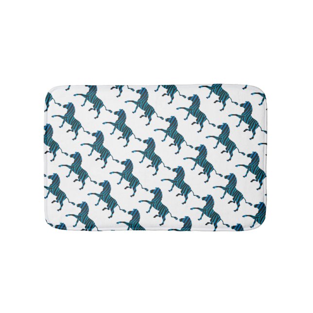 Tapis De Bain Silhouette noir et bleu Zebra (Devant)