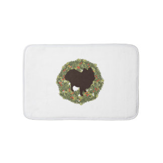 Tapis De Bain Silhouette ombragée Poméranienne dans une couronne