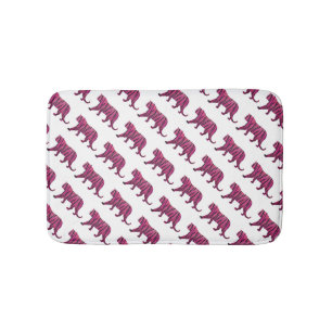 Tapis De Bain Silhouette rose chaud et tigre noir