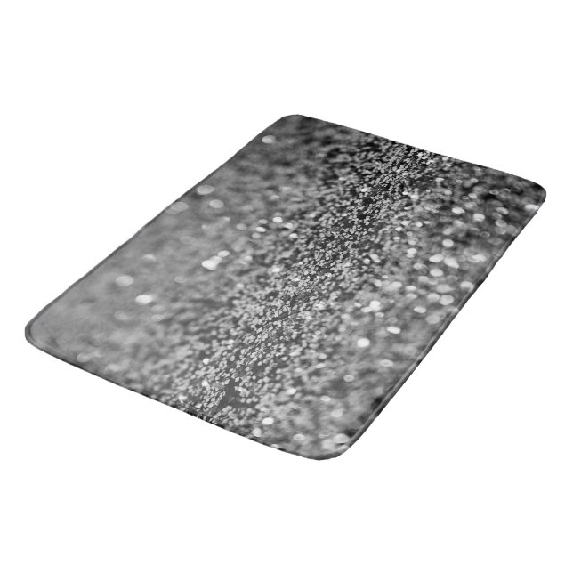 Tapis De Bain Silver Gray Glitter Bokeh Glam 2 (Angle)