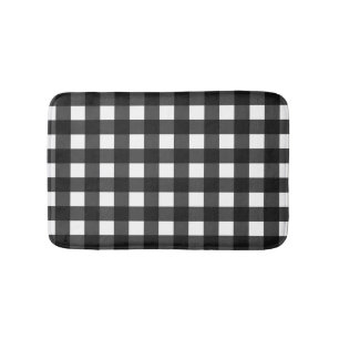 Tapis De Bain Simple en noir et blanc En vichy