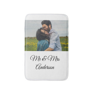 Tapis De Bain Simple minimum m et mrs ajouter votre nom photo we