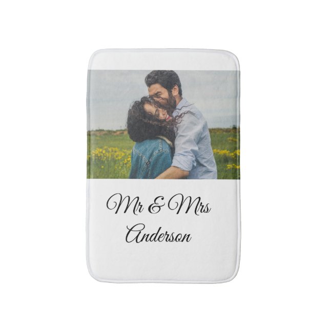Tapis De Bain Simple minimum m et mrs ajouter votre nom photo we (Devant (Vertical))