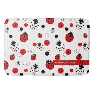 Tapis De Bain Simple Motif de Ladybug rouge, noir et blanc