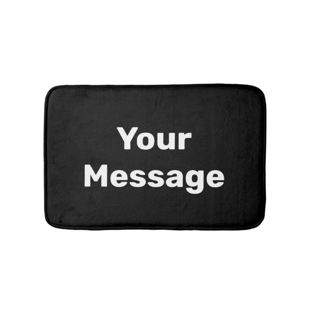Tapis De Bain Simple noir et blanc Votre message Modèle texte (Devant)