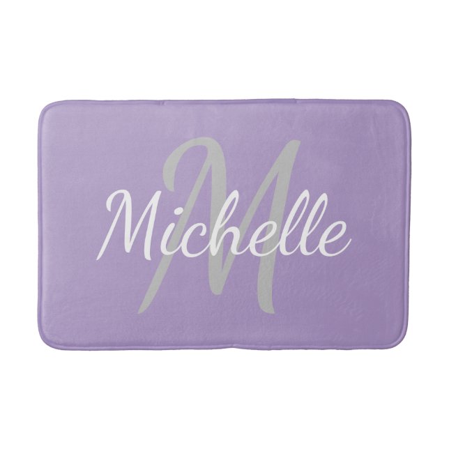 Tapis De Bain Simple pale purple Bold Typography & Name Monogram (Devant)