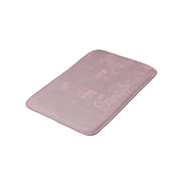 Tapis De Bain Simple rose Grey Mallow Abstrait Votre nom (Angle)