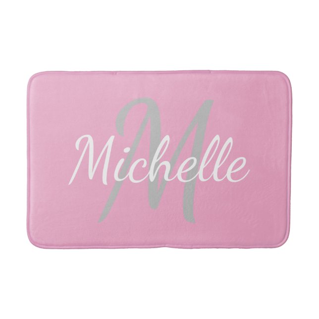 Tapis De Bain Simple sea green Bold Typography & Name Monogram (Devant)
