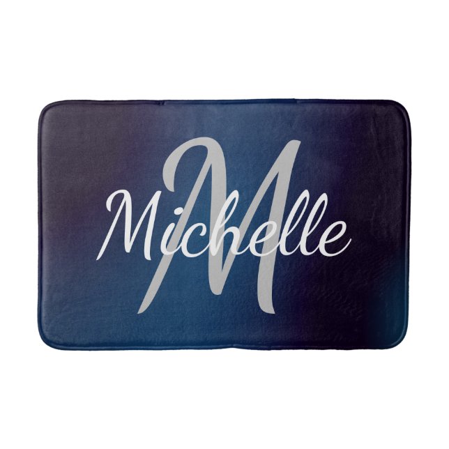Tapis De Bain Simple typographie noire bleue gras & monogramme d (Devant)