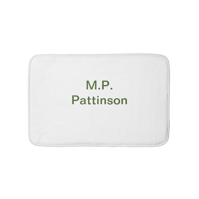 Tapis De Bain Simple vert minimal ajouter votre nom de texte pho (Devant)