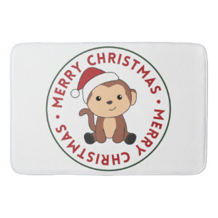 Tapis De Bain Singe Noël Neige Hiver Animaux Singes Bain