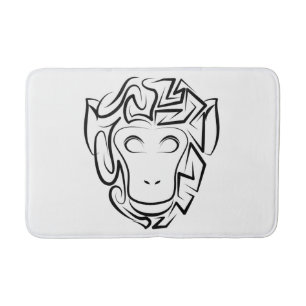 Tapis De Bain Singe tribal noir et blanc