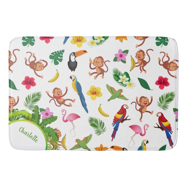 Tapis De Bain Singes mignons et bananes en Motif de la jungle (Devant)