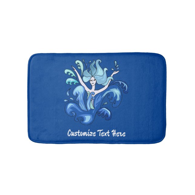 Tapis De Bain Sirène bleue Vagues océaniques Personnaliser le te (Devant)