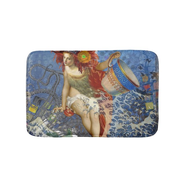 Tapis De Bain Sirène du Verseau Art Gothique Bleu (Devant)