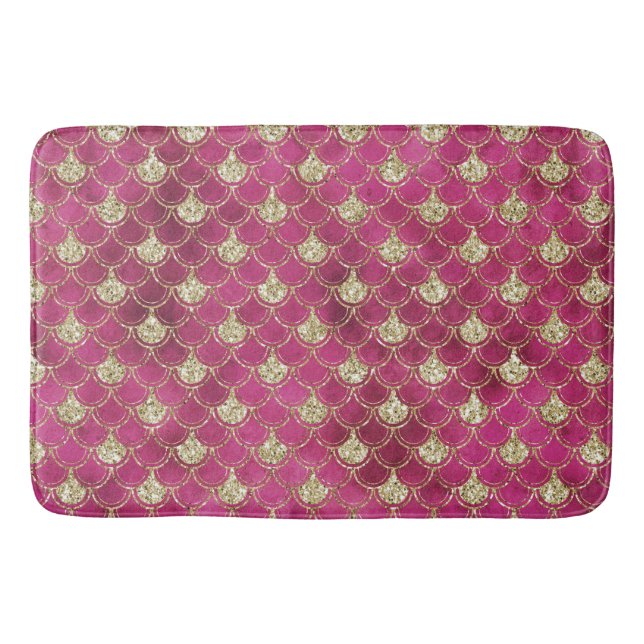 Tapis De Bain Sirène Parties scintillant or rose fille (Devant)