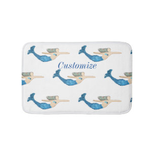 Tapis De Bain Sirènes à queue bleue nageant Thunder_Cove