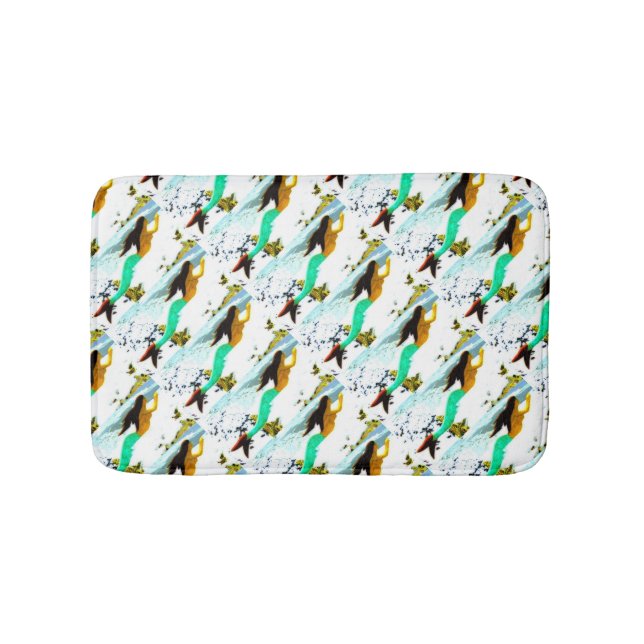 Tapis De Bain sirènes à queue verte (Devant)