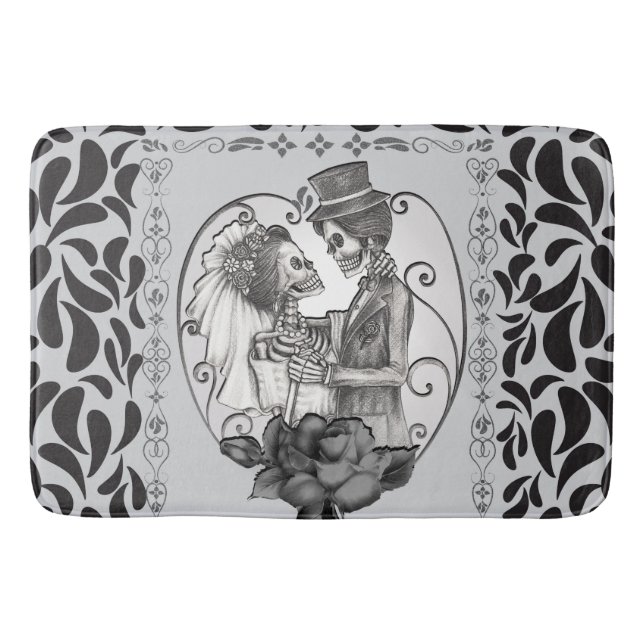 Tapis De Bain Skeleton Love Couple Mariage Danse (Devant)