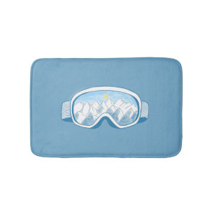 Tapis De Bain Ski Goggles Montagnes Reflexions Illustration