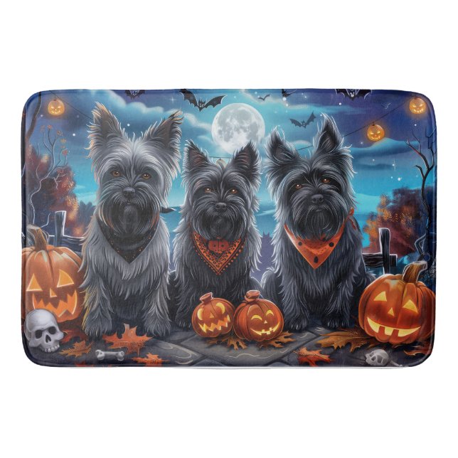 Tapis De Bain Skye Terrier Halloween Éffrayant (Devant)