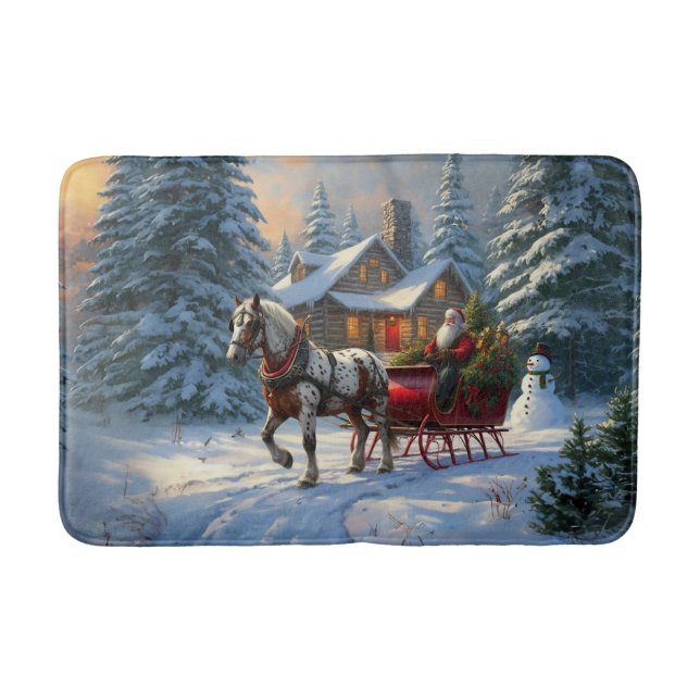 Tapis De Bain Sleigh Père Noël à cheval de Noël (Devant)