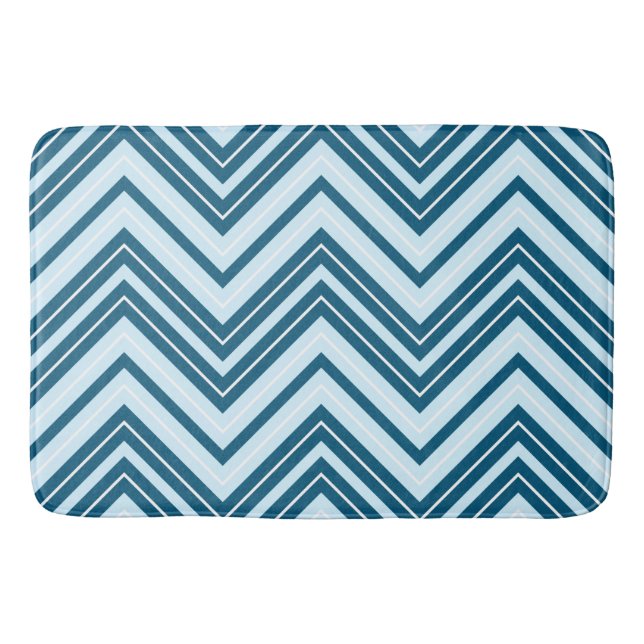 Tapis De Bain Slim Zigzag Motif Blues & White (Devant)
