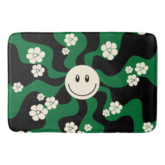 Tapis De Bain Smile - Vert, Crème et Noir (Devant)