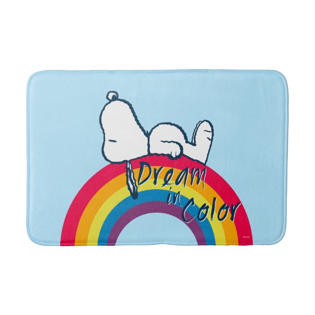 Tapis De Bain Snoopy | Rêver en couleur arc-en-ciel (Devant)