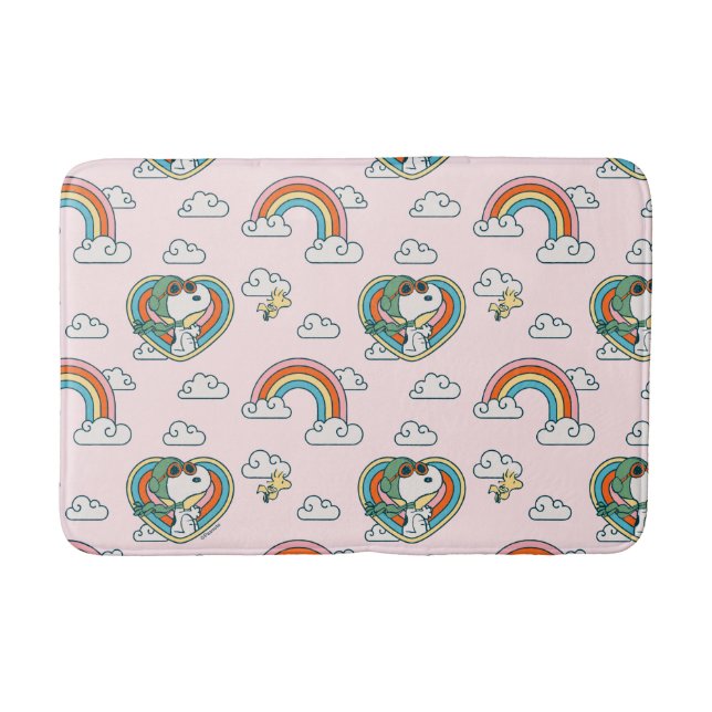 Tapis De Bain Snoopy & Woodstock Rainbow Heart Motif (Devant)
