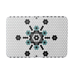 Tapis De Bain Snowflake Fun Winter Farmhouse Tile Motif