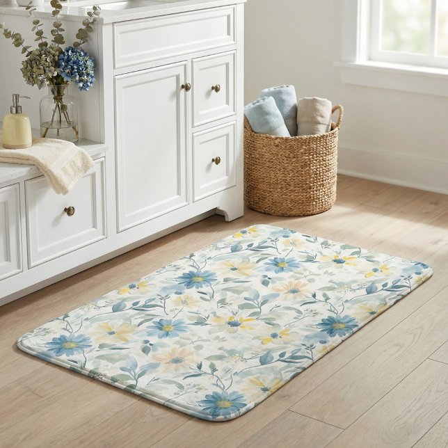 Tapis De Bain Soft Meadow Daisy Watercolor (Créateur téléchargé)