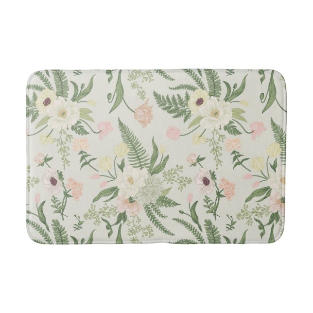 Tapis De Bain Soft Mint Green Garden Motif (Devant)