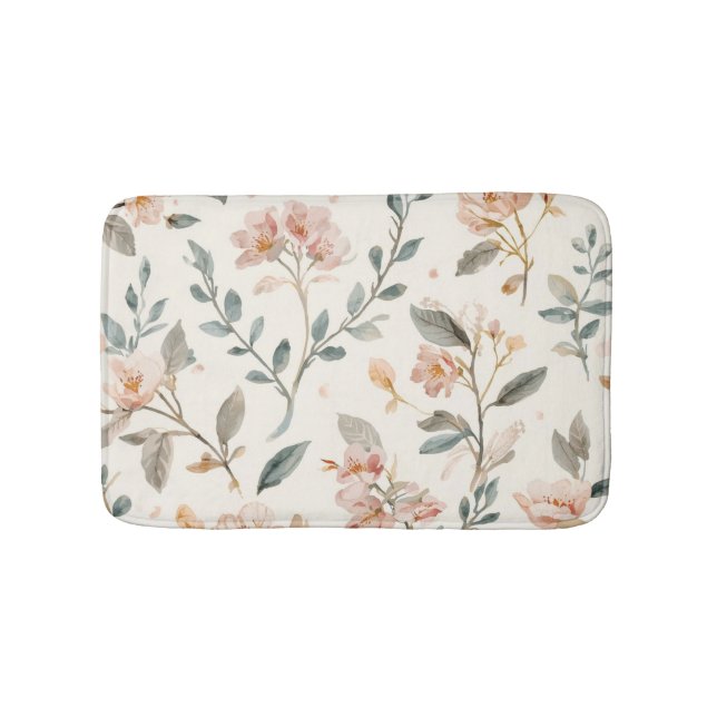 Tapis De Bain Soft Neutral Wildflower Sage Watercolor Botanical (Devant)