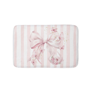 Tapis De Bain Soft Pink Bow with Butterflies 