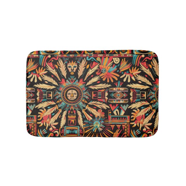 Tapis De Bain Soft Turquoise "Aztec Dream" Salle de bain Mat (Devant)