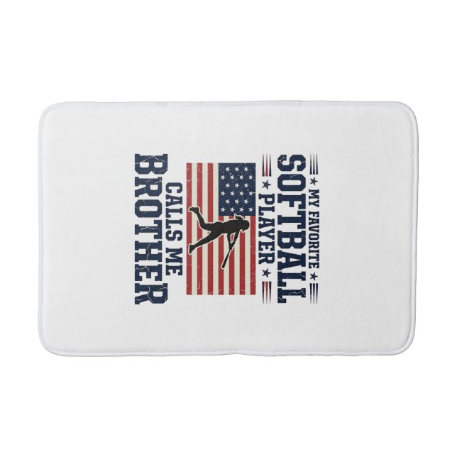 Tapis De Bain Softball Brother Patriotic Vintage Engraving Shirt (Devant)
