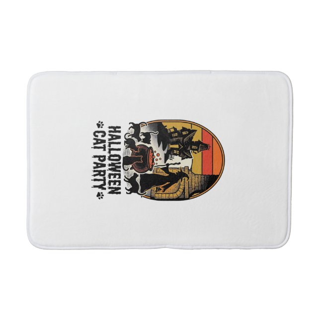 Tapis De Bain Soirée de chats Halloween Design de chats sorciers (Devant)