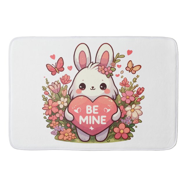 Tapis De Bain sois à moi, lapin drôle valentin amour (Devant)
