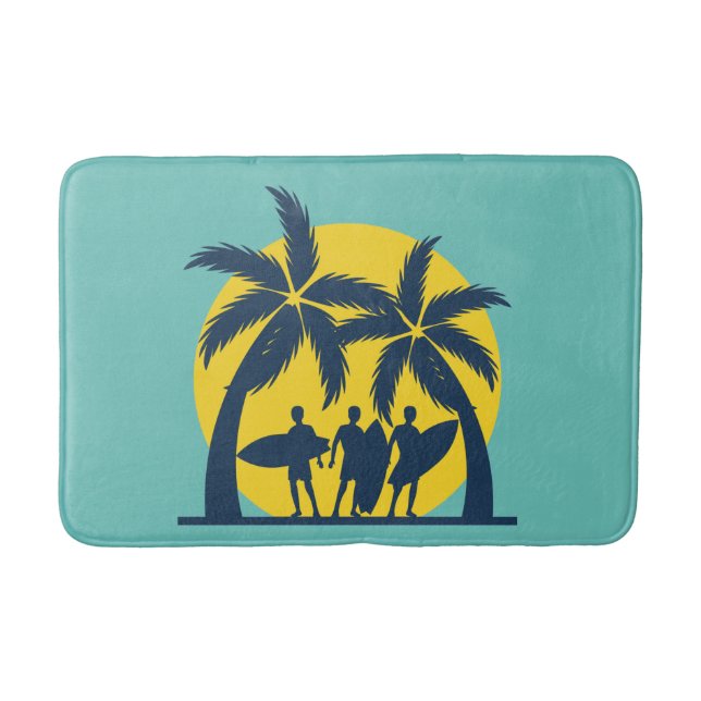 Tapis De Bain Soleil surf et palmiers surf cool (Devant)