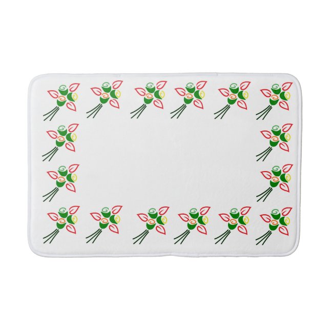 Tapis de Bain Solide avec Fleurs Colorées (Devant)