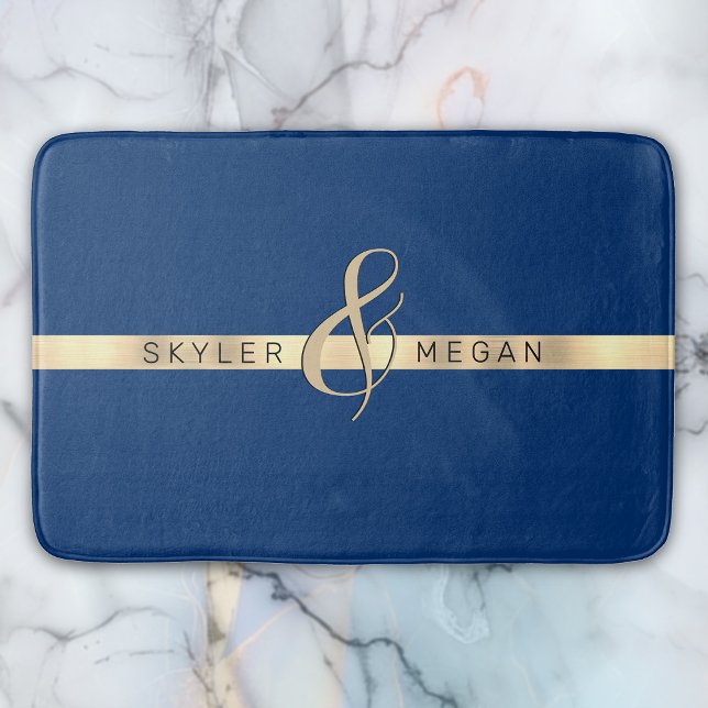 Tapis De Bain Son et ses noms, Gold Strike sur Royal Blue (Créateur téléchargé)