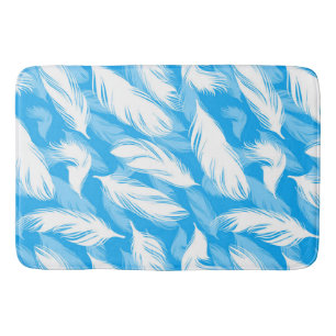 Tapis De Bain Sophisticated Feather Design On A Bright Blue