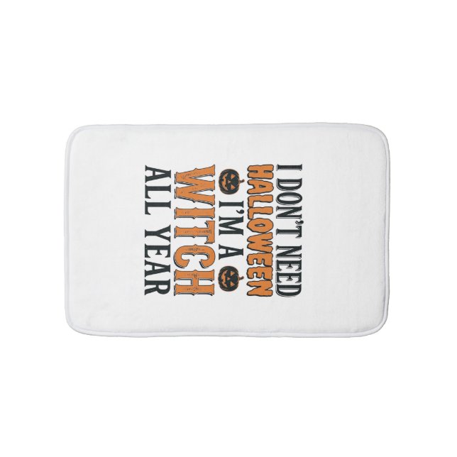 Tapis De Bain Sorcière drôle toute l'année Typographie Halloween (Devant)