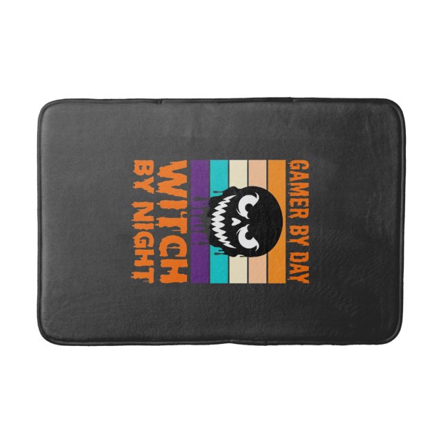Tapis De Bain Sorcière Joueuse Halloween Crâne Rétro (Devant)
