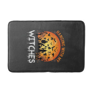 Tapis De Bain Sorcières suspendues Halloween Lune Chauves-souris