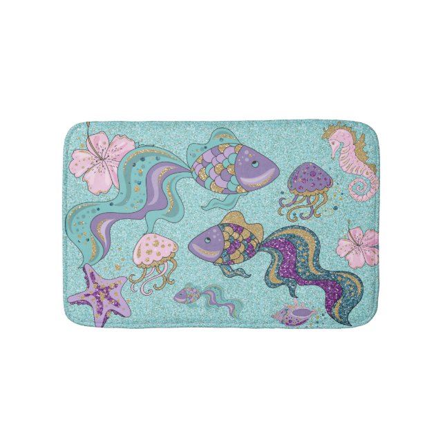 Tapis De Bain Sous La Mer Étincelant Pastel Mat De Bain (Devant)